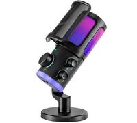 Microphone à condensateur - FIFINE - AM6 - RGB - Contrôle jeu/chat - Noir