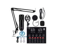 Microphone à condensateur FOLAYA avec carte son V8, microphone de streaming studio professionnel BM-800 (noir)