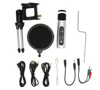 Microphone à condensateur pour PC avec éclairage RGB, microphone USB Plug and Play, sortie casque, réduction du bruit, volume, écho, bouton de