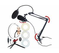 Microphone à condensateur professionnel avec filtre anti-pop et anneau LED Auvisio