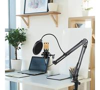 Microphone à condensateur Professionnel Haute qualité Studio Enregistrement Voix Claire Support Inclus Filtre Anti Pop Bouchon Mousse Adaptateur USB pour youtubeurs Streamers