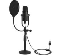 Microphone à condensateur USB avec filtre pop pour le support de bureau pour le streaming en direct, l'enregistrement vidéo et musical