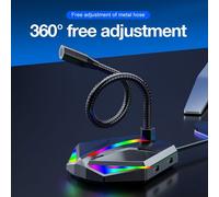Microphone Audio professionnel USB rvb, lumineux, pour bureau, tuyau réglable à 360 °, voix omnidirectionnelle