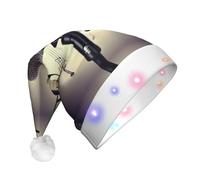 Microphone avec impression de notes de musique, chapeau de Noël LED pour adultes, chapeau de Noël pour le Nouvel An, fête festive