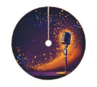 Microphone avec imprimé notes de musique - Jupe de sapin de Noël rustique, parfaite pour la décoration de la ferme, la décoration de sapin de Noël