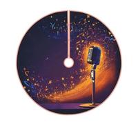 Microphone avec imprimé notes de musique - Jupe de sapin de Noël rustique, parfaite pour la décoration de la ferme, la décoration de sapin de Noël