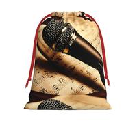 Microphone avec imprimé notes de musique, sac de rangement en velours super doux avec cordon de serrage, adapté pour sac multifonction d'Halloween