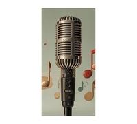Microphone avec note de musique - Bannière de couverture de porte - 90 x 180 cm - Bannières de fête saisonnières - Panneau de bienvenue vertical - Décoration de porte à suspendre pour porche, entrée
