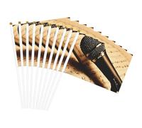 Microphone avec note de musique imprimée, drapeau léger, décoration intérieure et extérieure, événements, fêtes