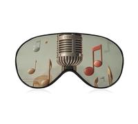 Microphone avec Note de Musique Masque de Sommeil Masque pour les Yeux Bloque la Lumière, Confortable et Doux, Couverture des Yeux avec Bande Élastique, Convient pour Homme et Femme, Convient pour