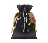 Microphone avec notes de musique imprimées avec cordon de serrage pour cadeaux, sacs cadeaux en tissu réutilisables, pour les fêtes et les cadeaux de fête