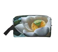Microphone avec notes de musique - Résistant à l'eau - Sac de rangement pour produits de toilette de voyage - Grande capacité - Portable - Pour salle de sport et essentiels quotidiens, Fleurs de lotus