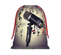 Microphone avec notes de musique - Sac de rangement de Noël - Pour fête d'anniversaire, vacances - Peut également être utilisé pour le rangement quotidien