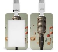 Microphone avec porte-badge et note de musique, porte-nom avec cordon amovible, étanche pour bureau, lieu de travail