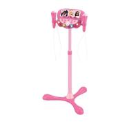Microphone Barbie sur pied ajustable lumineux avec enceinte, 2 Micros et Effets vocaux, Enceinte Bluetooth