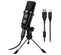 Microphone basse de bureau à condensateur cardioïde, son, ordinateur vidéo avec haut-parleur, récepteur HD rotatif à 360 °