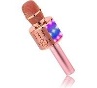 Microphone Bluetooth Sans Fil, Micro Enfants Avec Lumières Led, Mini Machine Karaoké Pour Fête/Maison/Anniversaire, Compatible Avec Bluetooth Ios Android (Or Rose)