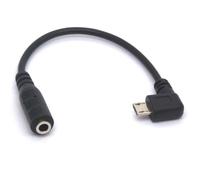 Microphone Cable Angled 3.5mm Micro USB Male to 3.5mm Female 90 Degree Micro USB Male to 3.5mm Female Adapter Cord for Aux Audio Headphone Active Microphone (6"")