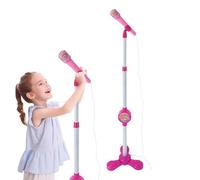 Microphone Chantant avec Support - Micros de karaoké musicaux pour, Jouet sonore Lumineux | Ensemble de micros connectables, Base de Microphone réglable pour garçons, Filles, Petits chanteurs