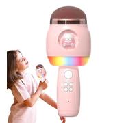 Microphone chantant pour , microphone de karaoké sans fil de dessin animé, lumières LED colorées, lecteur de musique portable de 19,8 x 8,9 x 8,9 cm, gadget de chant amusant, haut-parleur de
