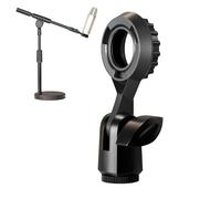 Microphone Clip Adjustable Non Slip Universal Mount Clamp - Metal Holder Stand Accessory | Portable Desk Studio Recording Broadcasting Support System, Stable Office School Streaming Microphone Pos