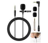 Microphone cravate 3,5 mm avec micro omnidirectionnel et système de clip facile à clipser - Compatible avec iPhone, Android, appareil photo - Idéal pour les entretiens, les podcasts, les
