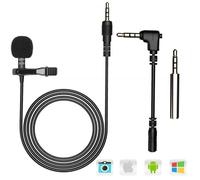 Microphone Cravate pour PC 3.5mm Jack Audio avec Pince Microphone à Condensateur avec Adapteur pour Skype, iPhone, Android etc-Noir