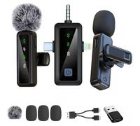 Microphone cravate sans fil 3 en 1 pour iPhone Android iPad pour enregistrement vidéo streaming interview vlog TikTok YouTube