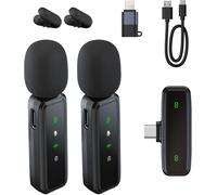 Microphone Cravate Sans Fil 3 In 1 Pour Iphone, Ipad,Android, 2 Mini Microphones Plug And Play Avec Réduction Du Vruit, Connexion Automatique Pour Vlogging,Enregistrement Vidéo