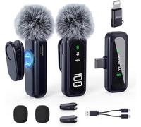 Microphone Cravate Sans Fil Avec Affichage Numérique De La Batterie 360° Omnidirectionnel Suppression Du Bruit Portée 30 M Clip Rotatif Pour Iphone 15/16 Android Pc Ipad Tablette