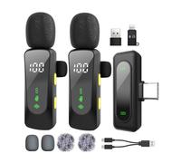 Microphone cravate sans fil avec écran LED, microphone cravate à clipser avec réduction du bruit, pour enregistrement vidéo, Tiktok, Youtube, Vlog Podcast Content Creator (noir brillant)
