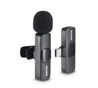 Hama Micro cravate sans fil USB-C à clipser – Réduction du bruit, portée 20m – Noir