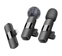 Microphone cravate sans fil pour iPhone iPad - Micro professionnel à clipser pour enregistrement vidéo, Vlog, YouTube, TikTok (résistant au vent/2 micros)