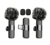Microphone cravate sans fil pour smartphones USB-C | Pour interviews vidéo, podcasts, vlogs, enregistrement en un clic, interface USB Type C, batterie rechargeable en polymère de lithium, microphone c