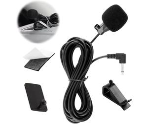 Microphone d'autoradio avec Prise Jack 3,5 mm, Microphone spécial autoradios, Microphone Externe pour Sony JVC, Kenwood, Jensen, Alpine, avec Pince en U et Autocollant, Plug and Play, câble de 2 m
