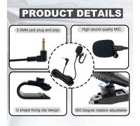 Microphone de 3,5 mm Micro Externe Mic Compatible avec Kenwood Compatible avec Sony pour JVC pour Unité Principale de Véhicule Bluetooth Stéréo Radio DVD avec Câble de 3 M
