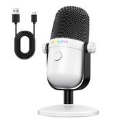Microphone de jeu avec suppression du bruit et bouton muet, microphone à condensateur USB pour streaming/enregistrement, design ultra compact, compatible avec PC/Mac/PS4/PS5, podcast/YouTube/Twitch