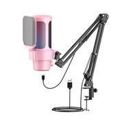 Microphone de jeu USB Rose 192kHz 24bit Éclairage RGB Microphone cardioïde kit