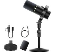 Microphone De Podcast Sans Fil Hybride Pour Pc, Microphone Usb Dynamique Avec Support De Bureau, Logiciel, Annulation Du Bruit, Pour Enregistrement Vocal, Streaming, Création De Contenu, Studio à Domi