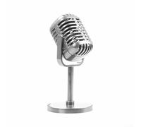 Microphone de simulation de voix classique pour dynamique, idéal pour la décoration de scène et les accessoires de photographie (argent rétro)