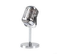 Microphone de simulation de voix classique pour dynamique, idéal pour la décoration de scène et les accessoires de photographie (plaqué argent)