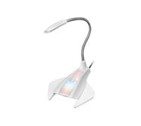 Microphone de Table Mars Gaming MMICW Blanc USB avec Rétroéclairage RGB Flow, Bras Flexible, Bouton Mute, Plug & Play, Câble 1.5m, ABS/Métal, 173g