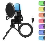 Microphone de USB,RGB Microphone Gaming kit,pour Ordinateur PC PS5,Support Micro,Filtre Anti-Pop, pour Streaming Discord Podcasts