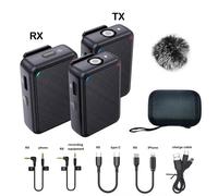 Microphone D'Enregistrement Lavalier Sans Fil,Système De Micro À Revers Double Canal Avec 98 Pieds Pour Smartphone,Appareil Photo Dslr Dv Vlog Youtube Live.1 Rx And 2Tx.
