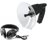 Microphone directionnel - Microphone parabolique - Appareil d'écoute 200 m - Détective - Avec casque, jumelles grossissement 8x - Amplificateur sonore pour observation des oiseaux, enregistrement et