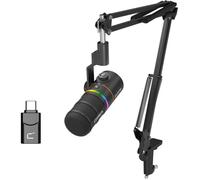 Microphone dynamique D10 Pro, XLRUSB avec bras récepteur - Microphone cardioïde double canal pour jeuxstreamingPD