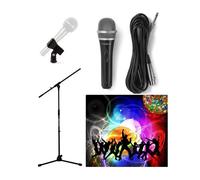 Microphone dynamique filaire + pied télescopique - PRODIPE - MICRO Dynamique PRO - Cardioïde - Câble XLR/Jack 5m - Pied 81-140 cm