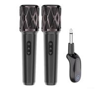 Microphone dynamique sans fil rechargeable 2,4 G avec suppression du bruit et récepteur rotatif pour discours mariage et système de sonorisation Noir Batterie 20 heures 30 m (deux microphones)