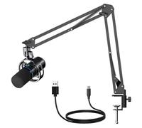Microphone Dynamique USB RGB, Micro Gaming Streaming Podcast, Son Haute Définition, Contrôle Volume, Support Réglable, Micro Noir