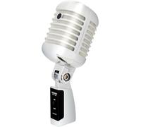 Pronomic DM-66S Microphone Dynamique Vintage pour Chant Micro Vocal Classique rétro (réponse en fréquence : 50-16 000 Hz, boîtier Solide moulé sous Pression) Argent/Blanc
